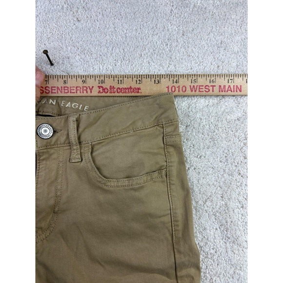 American Eagle Pants Womens 6 Short Khaki Super Stretch Skinny Fit‎ Tan Casual - Picture 3 of 10